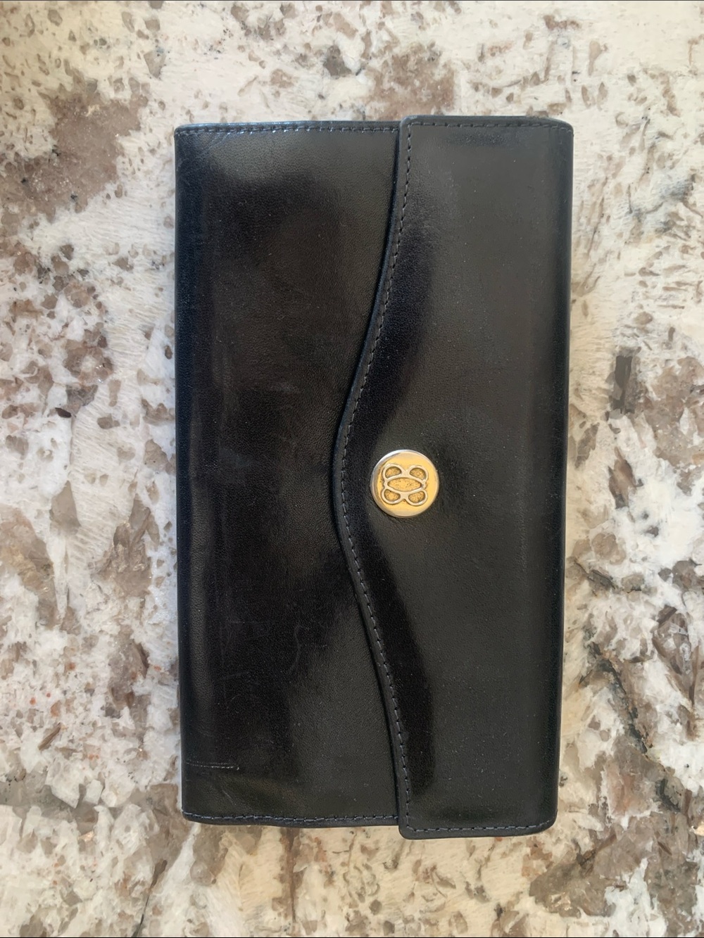 Bosca Black Leather Accessory with Gold Logo